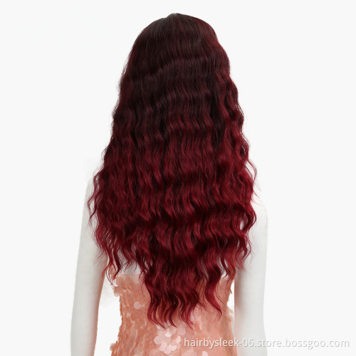 Rebecca fashion brand ombre 28 inches wave hair lace frontal wig synthetic hair female bohemian mixed color hair synthetic wigs